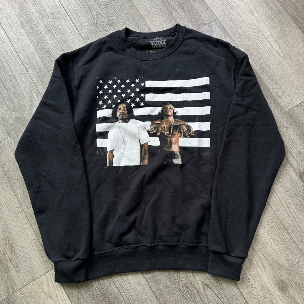OutKast Stankonia American Flag Graphic Crewneck Sweatshirt Black Mens Size S
